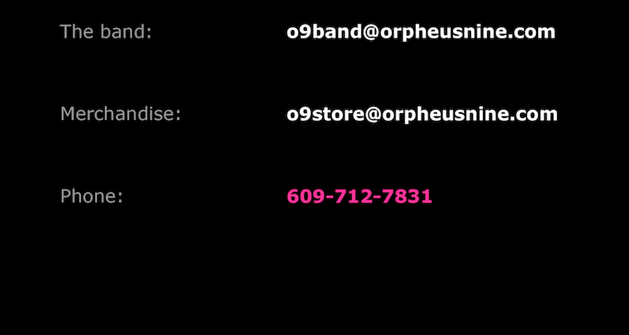 Contact information for Orpheus Nine